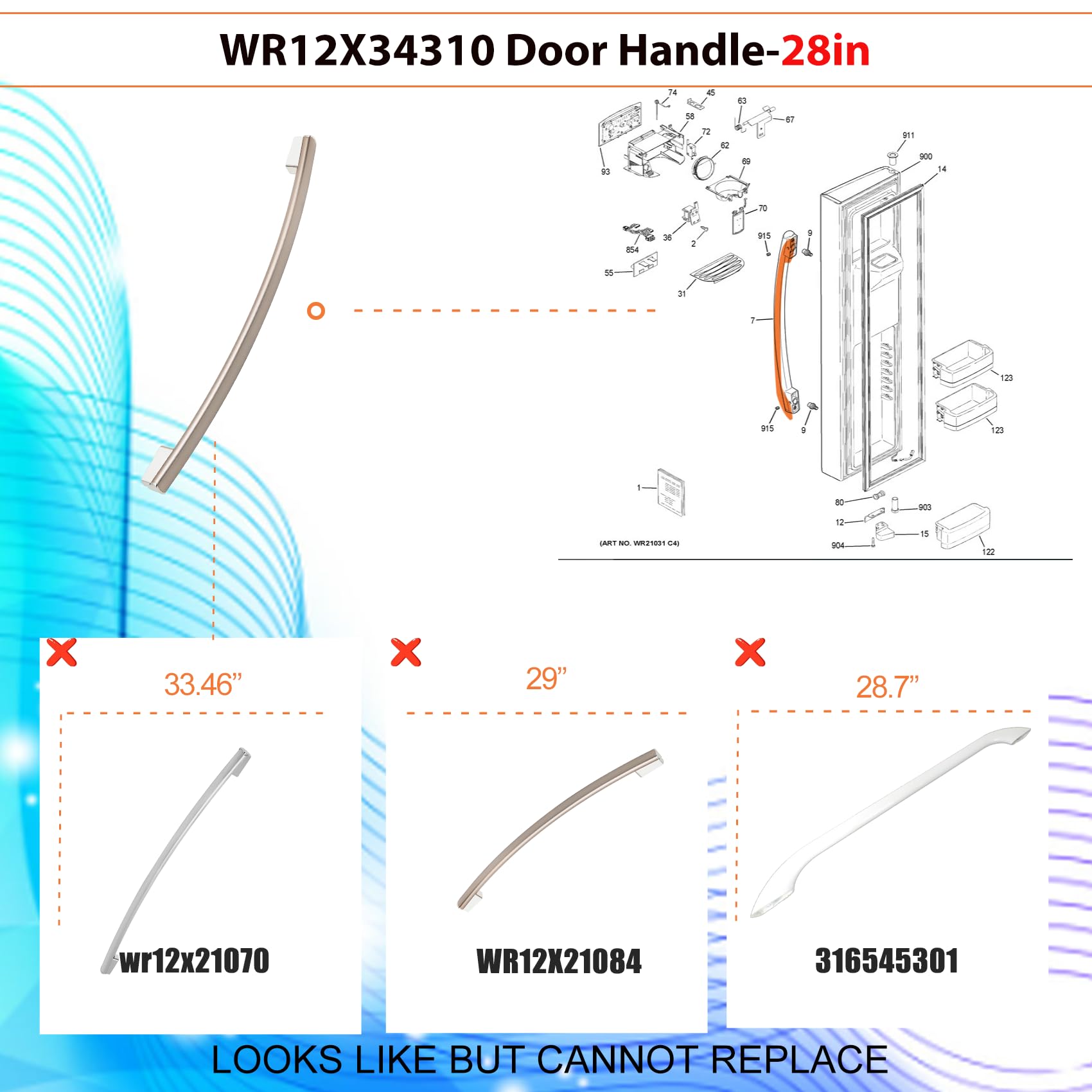Amazon.com: WR12X34310 Freezer Door Handle Compatible with ge